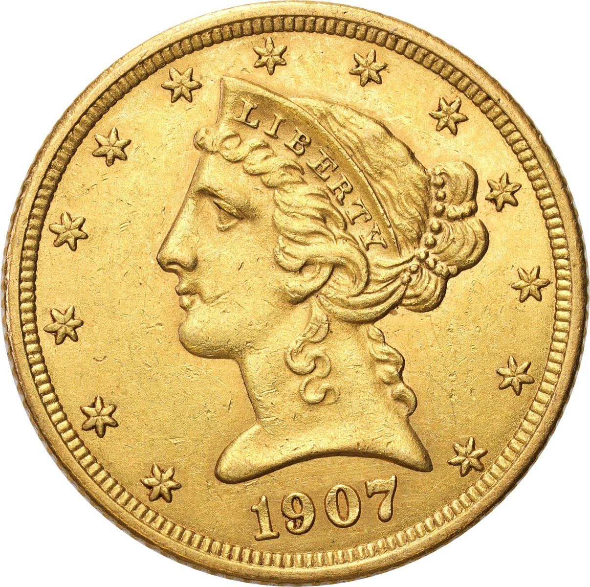 USA 5 dolarów 1907 D Denver Liberty